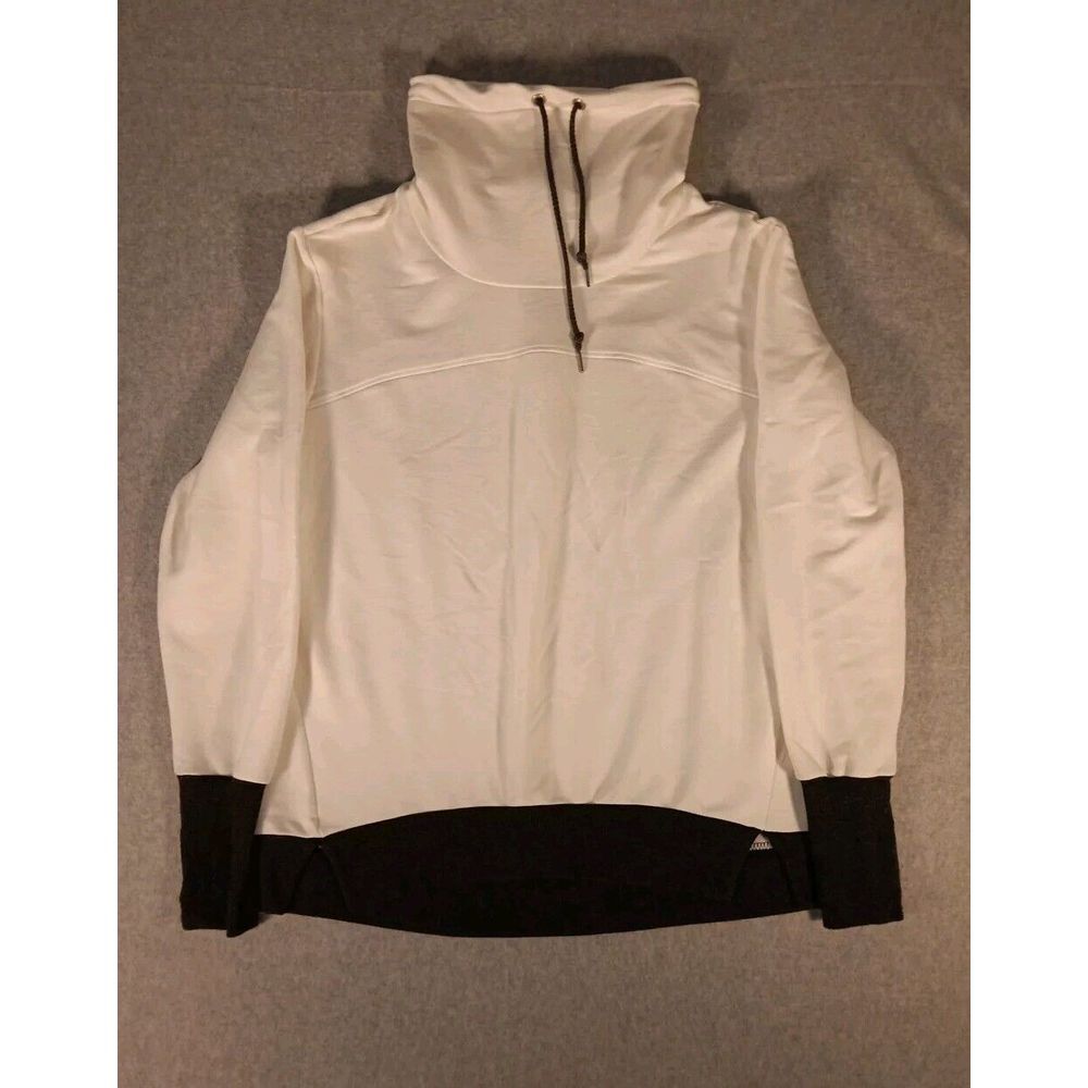Halcyon Sweatshirt Women's Large White & Gray Cowl Neck Athleisure Yoga Exercise
